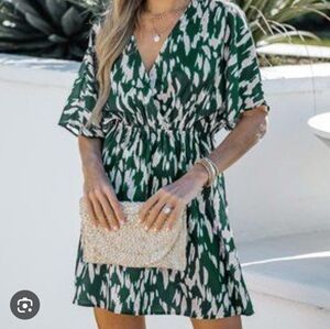 Cupshe Green & Gray White Patterned Women's Swim Dress Coverup - XL NWT